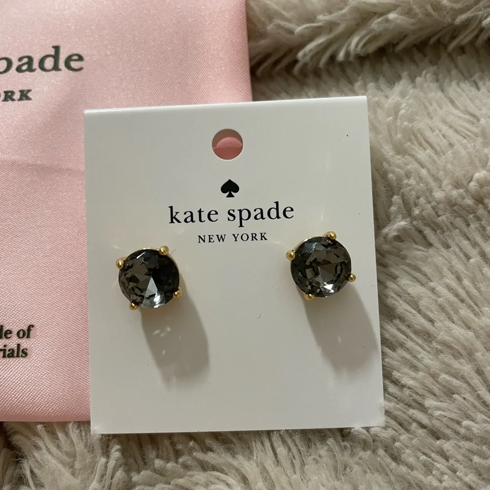 NWT Kate Spade “Black Diamond” Earrings with Pink Dust Bag